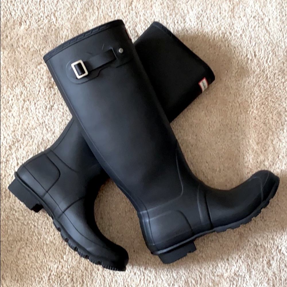 Hunter adjustable black rain boots